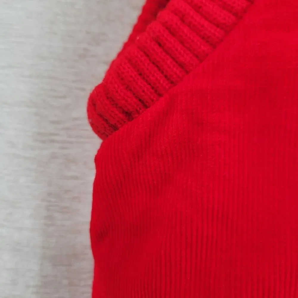 St John's Bay Vintage Micro Corduroy Red Sleeveless Zip Up Puffer Vest